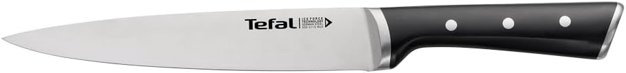 Tefal chef's knife with a black handle on a white background