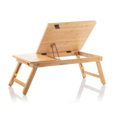 InnovaGoods Bamboo Folding Laptop Side Table Adjustable