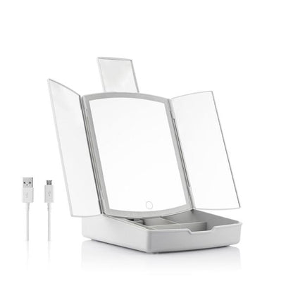 InnovaGoods 3-in-1 Folding LED Mirror 7x Magnifier Organiser