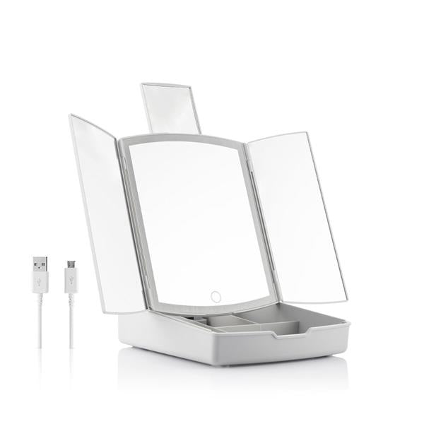 InnovaGoods 3-in-1 Folding LED Mirror 7x Magnifier Organiser