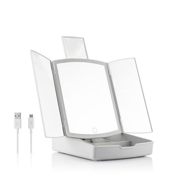 InnovaGoods 3-in-1 Folding LED Mirror 7x Magnifier Organiser