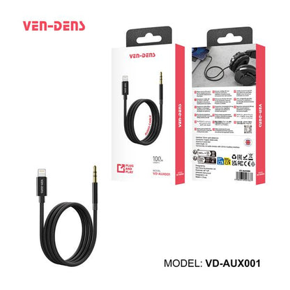 Ven-Dens Aux Cable USB-A to Lightning 1M