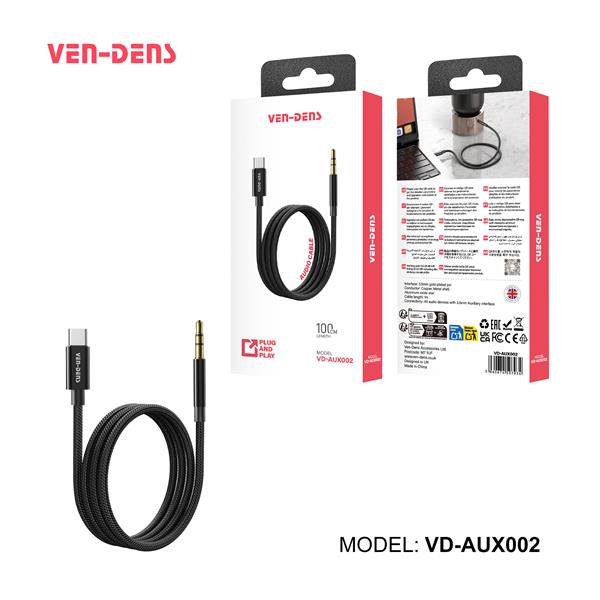 Ven-Dens Aux Cable Type-C to 3.5mm 1M Nylon
