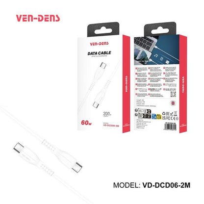 Ven-Dens Data Cable USB-C to USB-C 1M Thumb Grip 60W