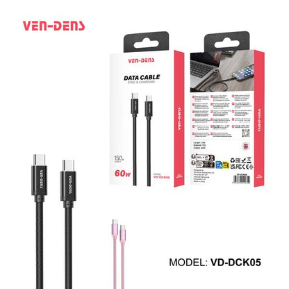 Ven-Dens Data Cable USB-C to USB-C 1M Silica Gel 60W