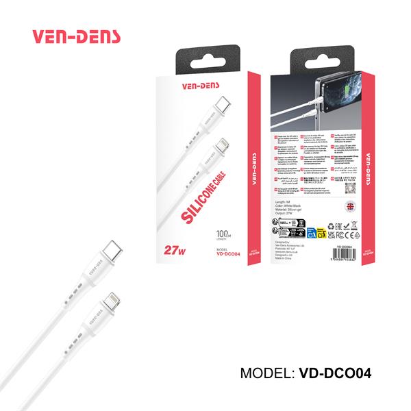 Ven-Dens Data Cable USB-C to Lightning 1M Silica Gel 27W
