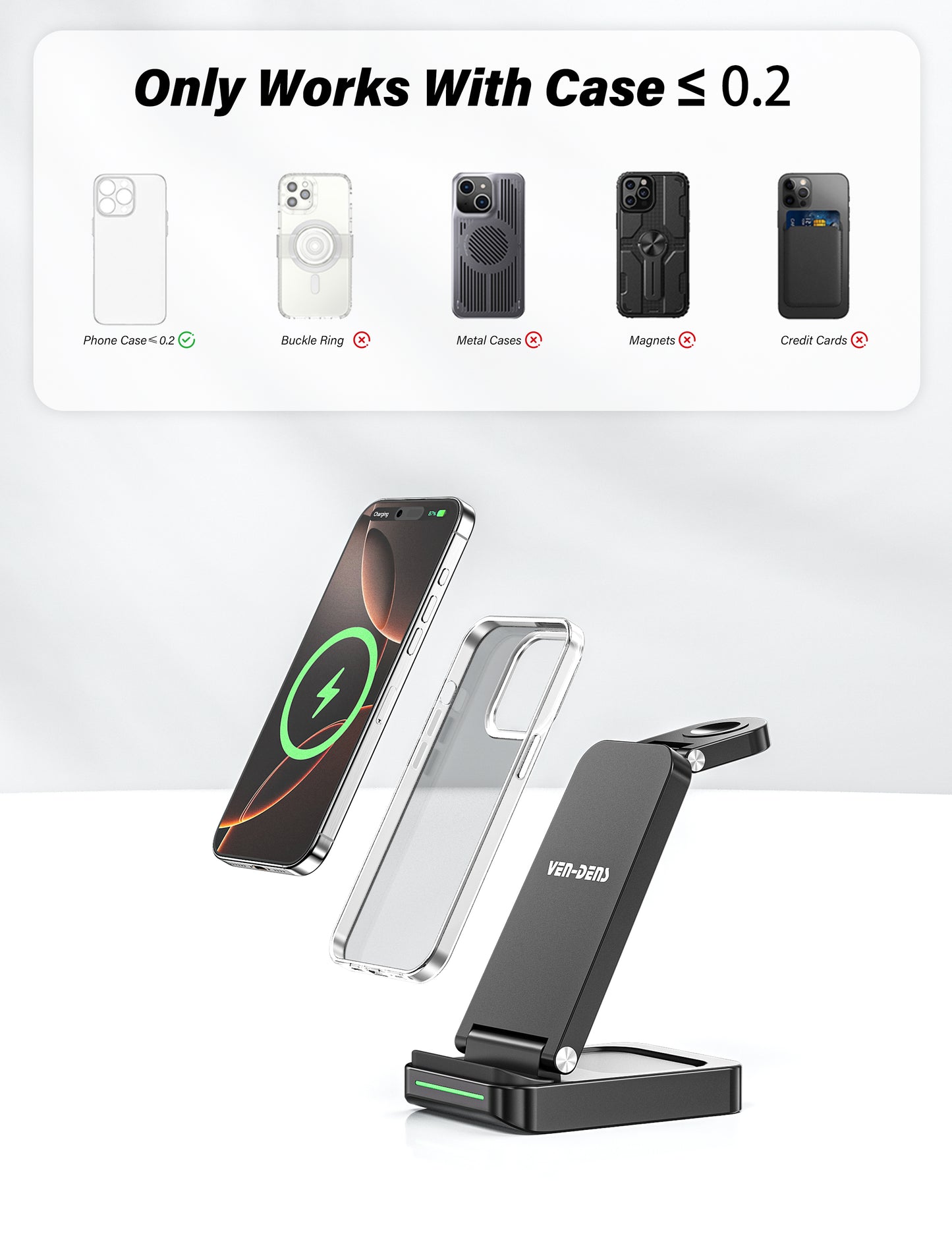 Ven-Dens Bluetooth Earbuds V5.4 White with Handle Case