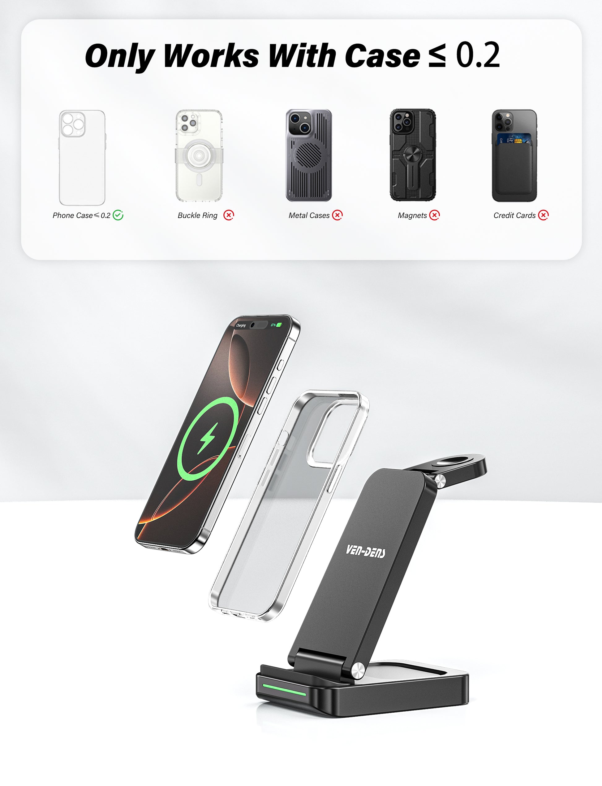 Ven-Dens Bluetooth Earbuds V5.4 White with Handle Case