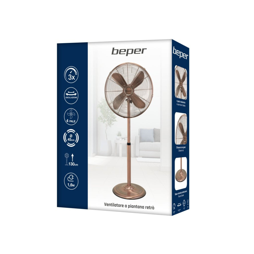 Beper Retro Stand Fan 45cm 50W Aluminum
