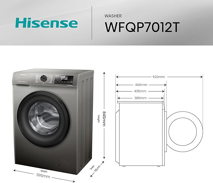Hisense Front Load Washer 7KG 1200RPM Inverter Steam Titanium