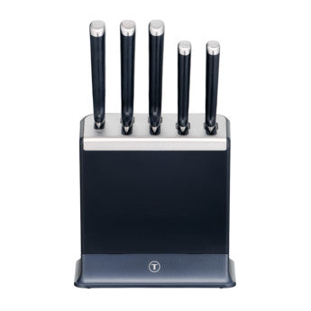Tefal Set of knives in a black magnetic knife holder on a white background