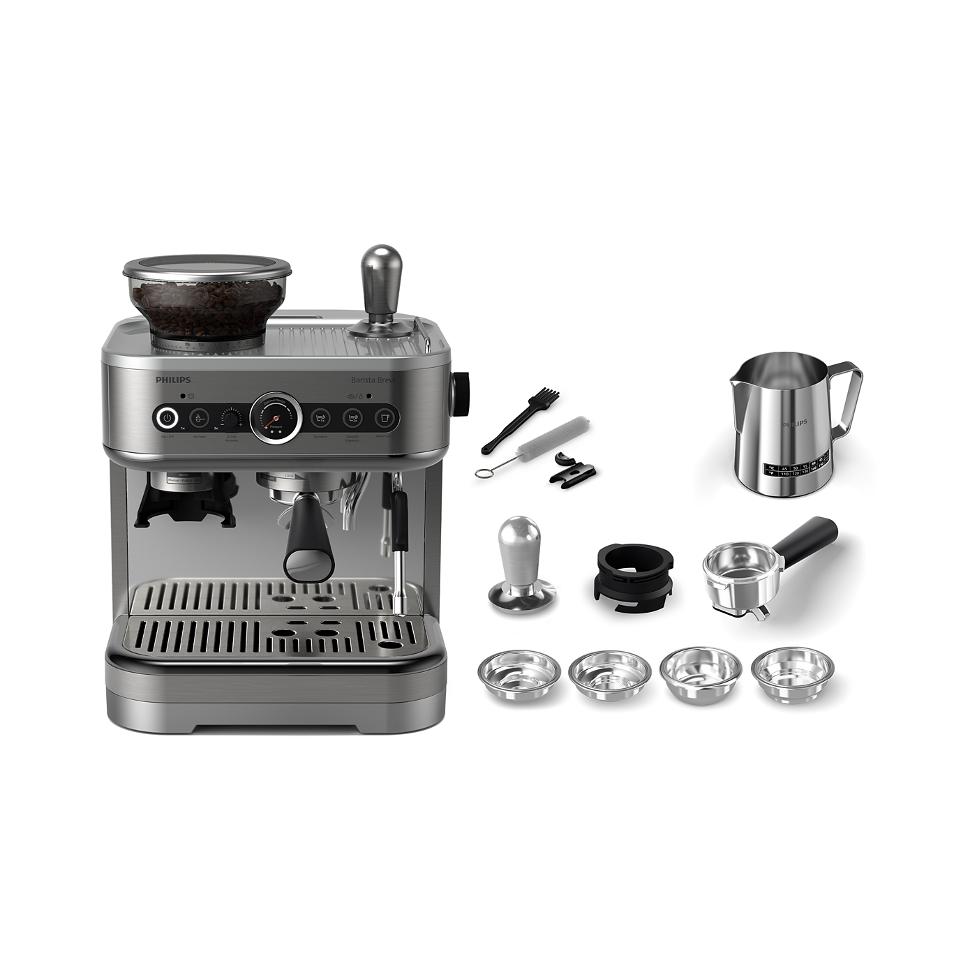 Philips Barista Brew Espresso Machine Built In Grinder 58mm Portafilter Set